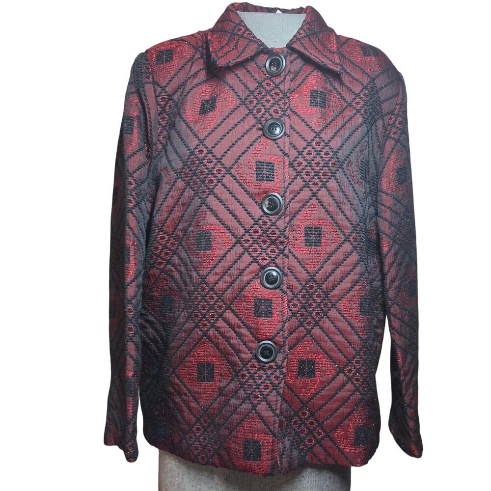 Red and Black Button Front Blazer Jacket Size Medium